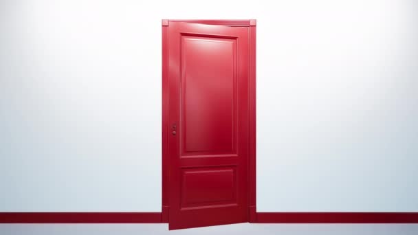 Puerta Diseño Clásico Rojo Que Abre Pantalla Verde Cámara Movimiento — Vídeo de stock