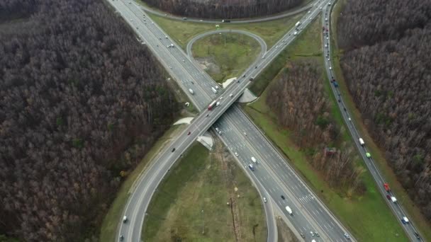 Wymiana samochodów, Rosja, Widok z powietrza — Wideo stockowe