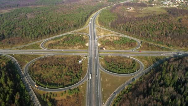 Car interchange, Russia, Aerial view — ストック動画