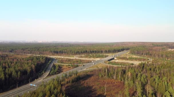 Car interchange, Russia, Aerial view — ストック動画