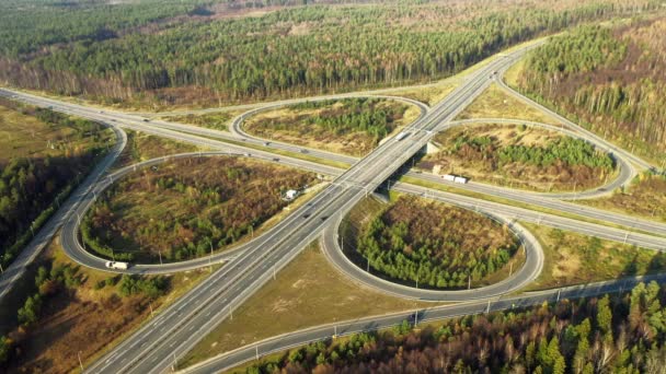 Car interchange, Russia, Aerial view — Stock Video