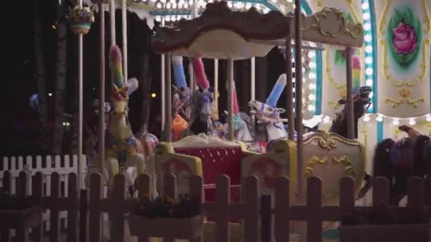 Childrens carousels in the park — Stock Video