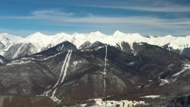 Aerial mountainous landscape on sunny day — 비디오