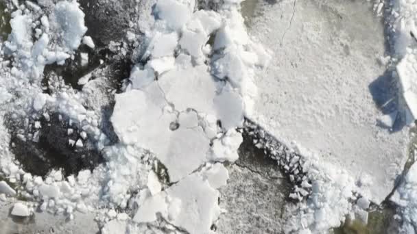 Río congelado en vista aérea — Vídeos de Stock