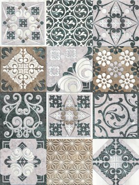 Dijital fayans tasarımı. Renkli seramik duvar fayansları dekorasyonu