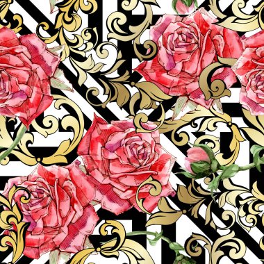 Kırmızı suluboya güller pürüzsüz desen