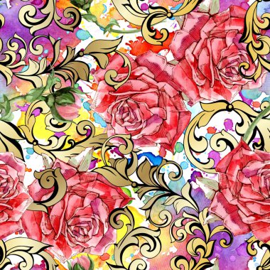 Kırmızı suluboya güller pürüzsüz desen