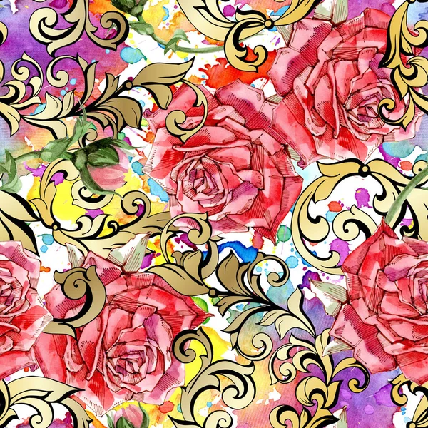 Kırmızı suluboya güller pürüzsüz desen