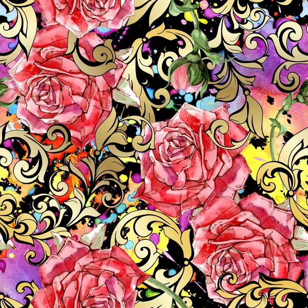 Kırmızı suluboya güller pürüzsüz desen