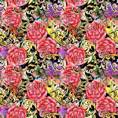 Kırmızı suluboya güller pürüzsüz desen