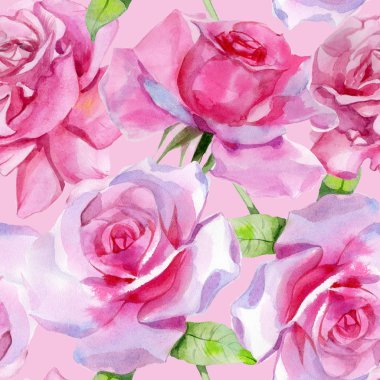 Suluboya pembe gül pürüzsüz bahar deseni