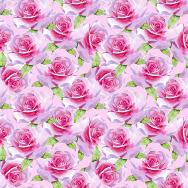 Suluboya pembe gül pürüzsüz bahar deseni