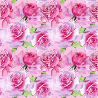 Suluboya pembe gül pürüzsüz bahar deseni