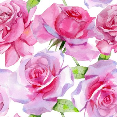 Suluboya pembe gül pürüzsüz bahar deseni