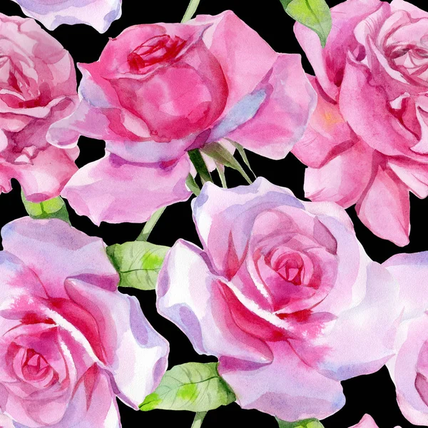 Rosa aquarela padrão sem costura impressão de mola — Fotografia de Stock