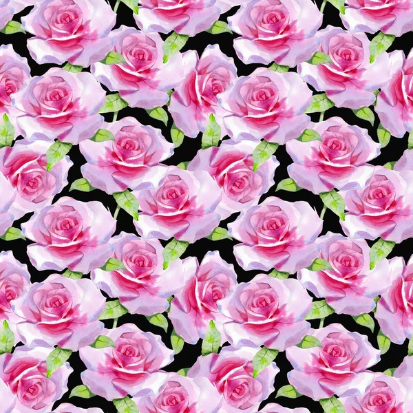 Watercolor pink rose Seamless pattern Spring print — ストック写真