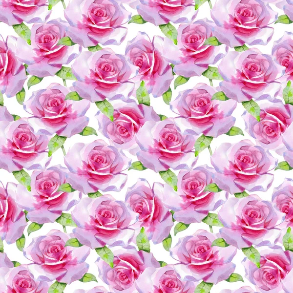 Watercolor pink rose Seamless pattern Spring print — Stock Photo, Image