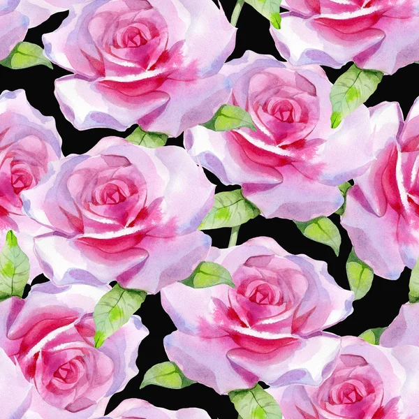 Watercolor pink rose Seamless pattern Spring print — ストック写真