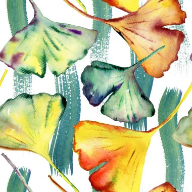 Ginkgo Biloba yaprağı moda baskısı. Kusursuz Desen