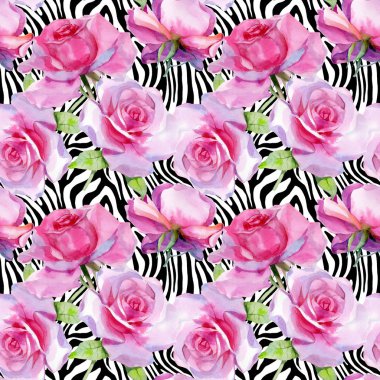 Suluboya pembe gül pürüzsüz bahar deseni