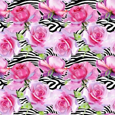 Suluboya pembe gül pürüzsüz bahar deseni