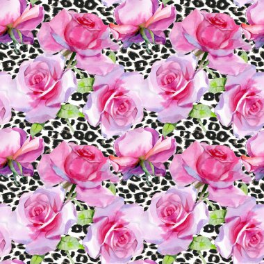 Suluboya pembe gül pürüzsüz bahar deseni