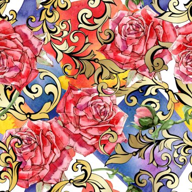 Kırmızı suluboya güller pürüzsüz desen