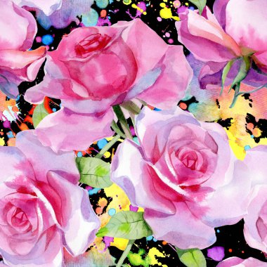 Suluboya pembe gül pürüzsüz bahar deseni