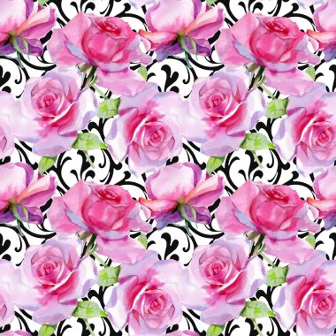 Suluboya pembe gül pürüzsüz bahar deseni