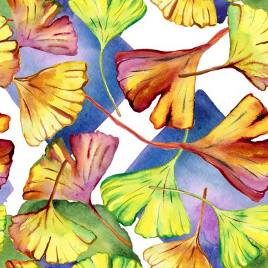 Ginkgo Biloba yaprağı moda baskısı. Kusursuz Desen