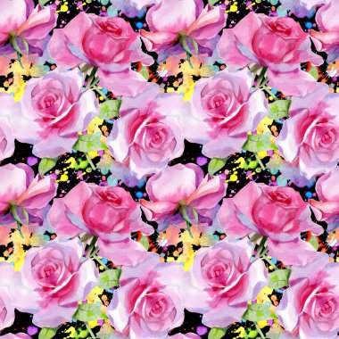 Suluboya pembe gül pürüzsüz bahar deseni