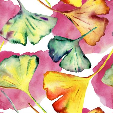 Ginkgo Biloba yaprağı moda baskısı. Kusursuz Desen