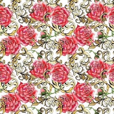 Altınla süslenmiş güller. Kusursuz desen
