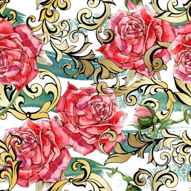 Altınla süslenmiş güller. Kusursuz desen