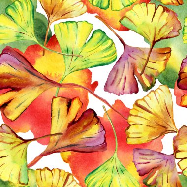 Ginkgo Biloba yaprağı moda baskısı. Kusursuz Desen