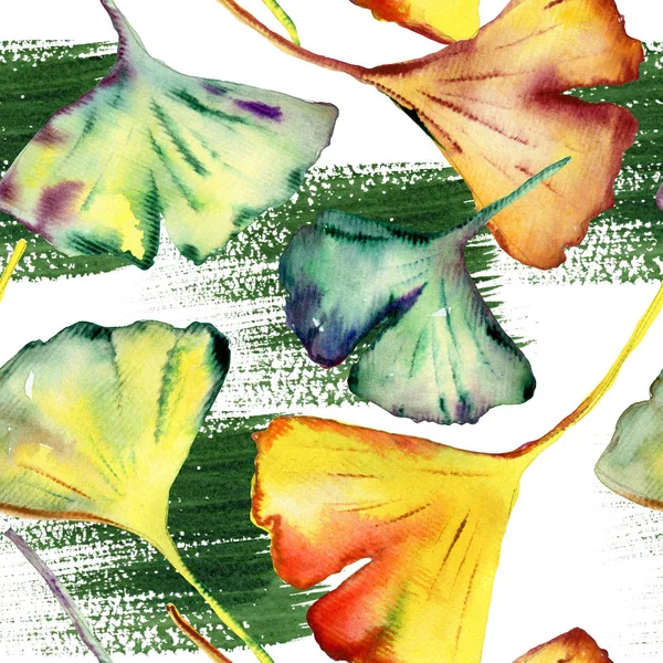 Stampa moda foglia Ginkgo Biloba. Modello senza cuciture — Foto Stock