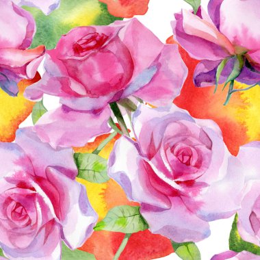 Suluboya pembe gül pürüzsüz bahar deseni