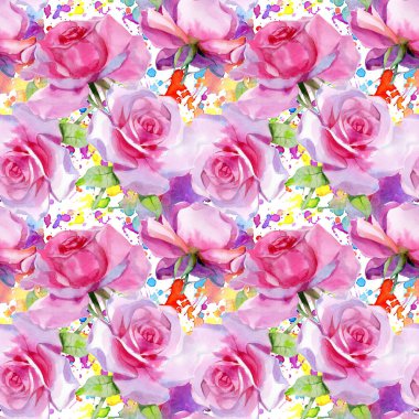 Suluboya pembe gül pürüzsüz bahar deseni