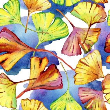 Ginkgo Biloba yaprağı moda baskısı. Kusursuz Desen