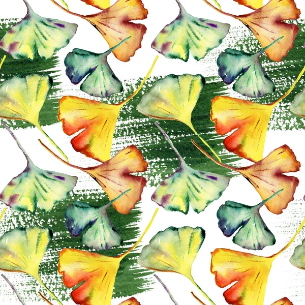 Ginkgo Biloba leaf fashion print. Seamless Pattern — Stock Photo, Image