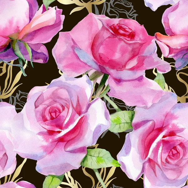 Aquarell rosa Rose nahtlosen Muster Frühling Print — Stockfoto