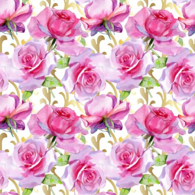 Suluboya pembe gül pürüzsüz bahar deseni