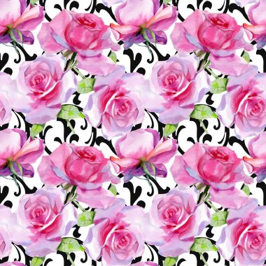 Suluboya pembe gül pürüzsüz bahar deseni