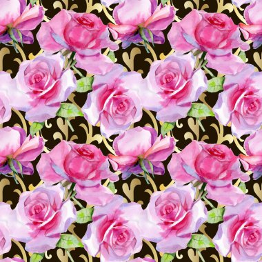 Suluboya pembe gül pürüzsüz bahar deseni