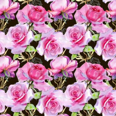 Suluboya pembe gül pürüzsüz bahar deseni