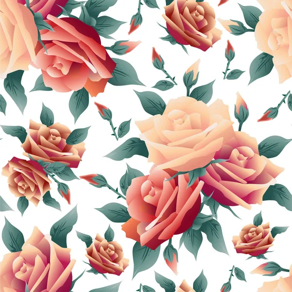 Colorful rose fabric print Vector seamless pattern — Stock Vector