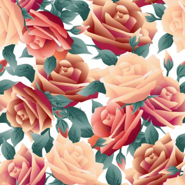Renkli gül kumaş yazdırma vektörü pürüzsüz desen