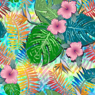 Tropikal çiçek desensiz hayvan arkaplanı