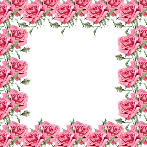 Des roses aquarelles. Cadre. Carte de voeux, bannière de vente — Photo