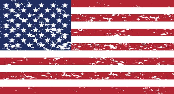 미국의 국기가 게이지 스타일로 쓰여져 있다. 낡고 더러운 미국 국기. — 스톡 벡터